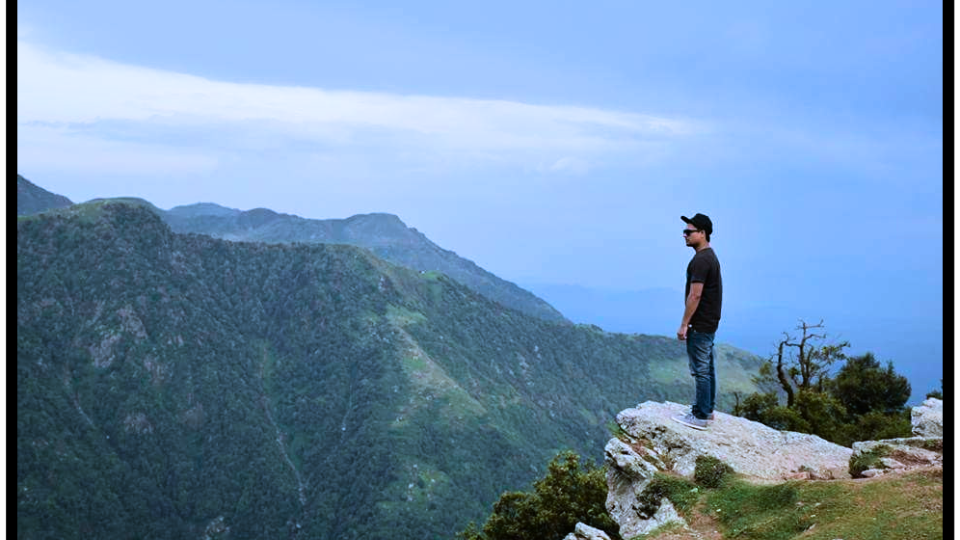 Triund Trek summit view with Dhauladhar range in Himachal Pradesh