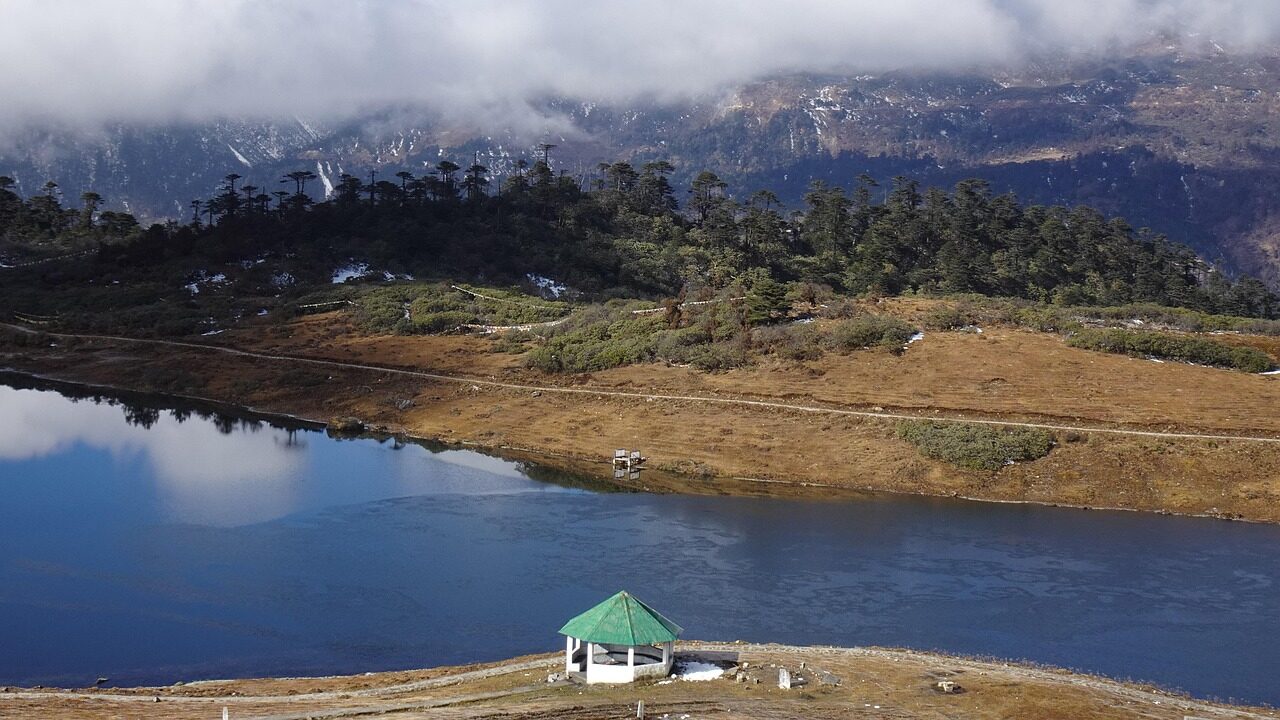 A misty valley near Walong with a river flowing through the mountains