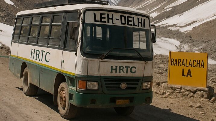 Leh to Delhi HRTC Bus at Baralach La pass 2025